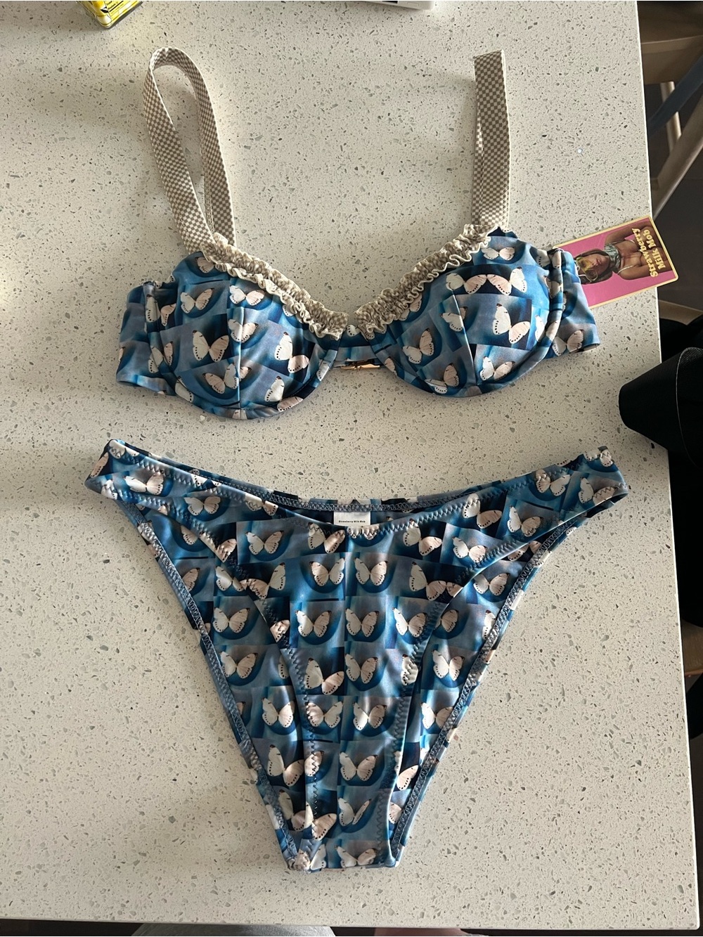Strawberry Milk Mob Blue Butterfly Print Two-Piece Bikini